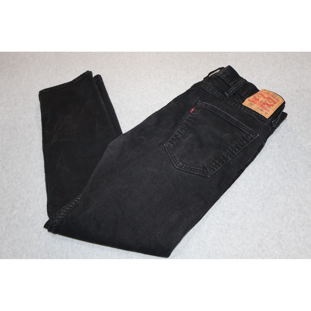 Levi's 502 Taper Jeans Mens 38x32 Black Stretch Denim Regular Fit